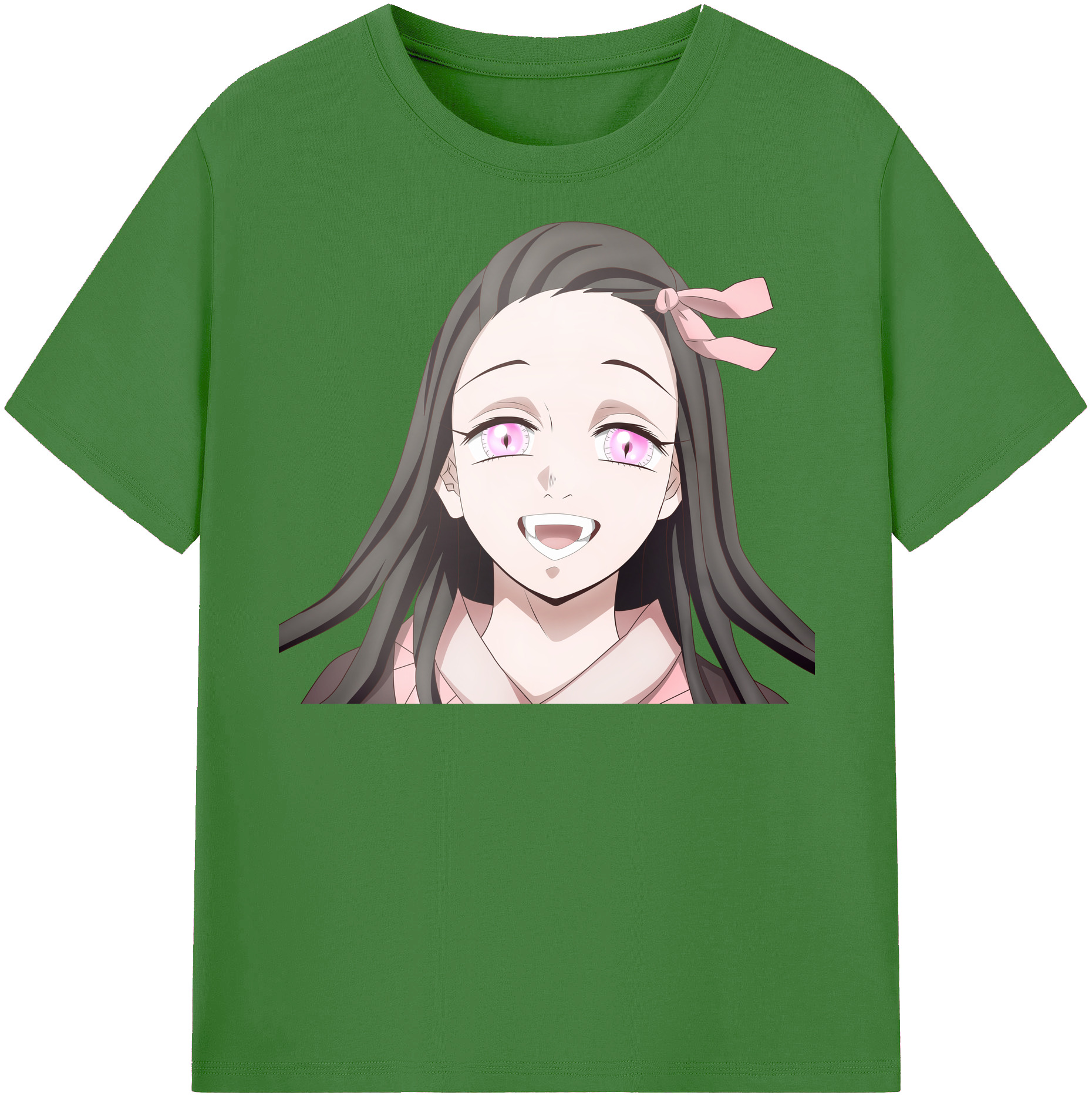 （画像用） 鬼滅の刃（きめつのやいば）竈門 禰󠄀豆子／かまど ねずこ Kamado Nezuko レディースカジュアルプリントTシャツ（綿100％）